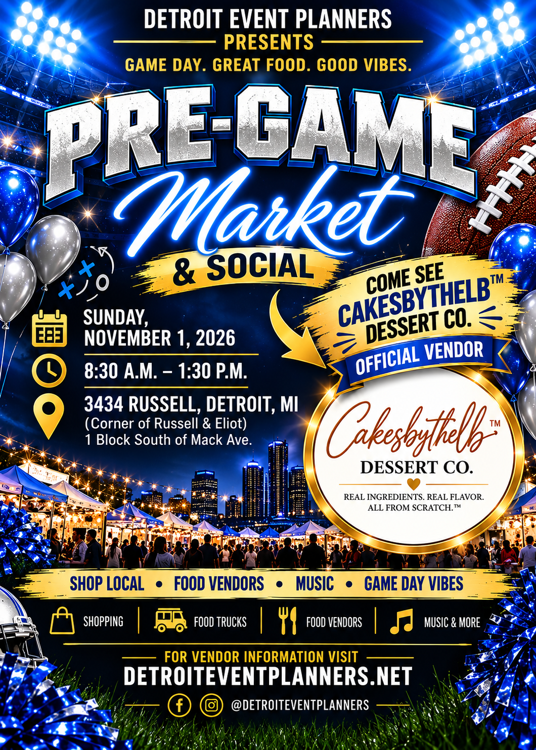 Pre-Game Market & Social official vendor flyer, November 1, 2026