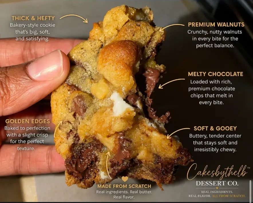 Walnut chocolate chip cookie feature from Cakesbythelb